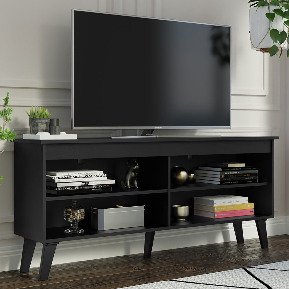 George Oliver Khursheed Compact TV Stand Cabinet with 4 Shelves and Cable  Management for 50, 55 Inch TV Media Storage Unit Living Room and Bedroom  Modern Wooden Television Media Console & Reviews | Wayfair